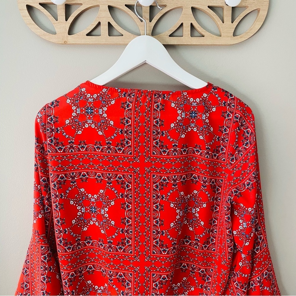 Altar'd State Bell Sleeve Blouse Red Sz Small - Picture 8 of 9